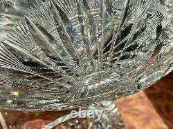 Rare Antique Abp Heavy 22 Lb. Sunburst Deeply Cut Water White Glass Punch Bowl