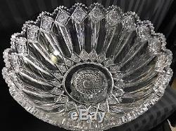 Rare Antique Abp Signed Hawkes Superior Heavy Brunswick 15 Cut Glass Punch Bowl