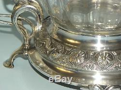 Rare Antique Art Nouveau German Wmf Silver Plated Glass Crystal Punch Bowl
