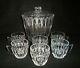 Rare Antique BACCARAT Crystal Glass Punch Bowl with Cover & 6 Matching Cups