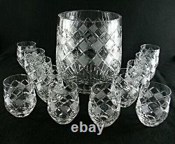 Rare Antique BACCARAT Finest Flawless Crystal Punch Bowl & 12 Matching Tumblers