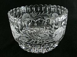 Rare Antique BACCARAT Flawless Crystal 3.2 Kilos Punch Bowl with Etched Anemones