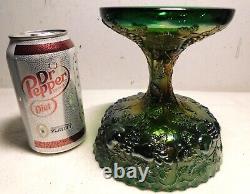 Rare Antique Millersburg Green Carnival Glass Multi-Fruits Punch Bowl Base Only