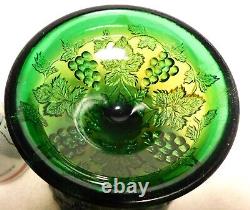 Rare Antique Millersburg Green Carnival Glass Multi-Fruits Punch Bowl Base Only