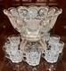 Rare Antique THE STATES Punch Bowl with Base and 10 Cups by US Glass Circa 1908