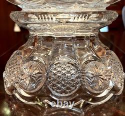 Rare Antique THE STATES Punch Bowl with Base and 10 Cups by US Glass Circa 1908