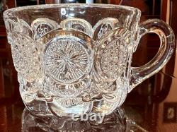 Rare Antique THE STATES Punch Bowl with Base and 10 Cups by US Glass Circa 1908