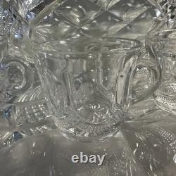 Rare Antique Victorian EAPG Petal & Fan Style Punch Bowl 12 Cups 20 Tray, Ladle Rare Antique Victorian EAPG Petal & Fan Style Punch Bowl 12 Cups 20 Tray, Ladle