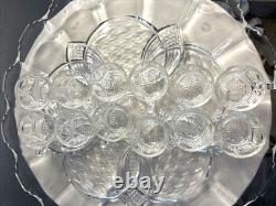 Rare Antique Victorian EAPG Petal & Fan Style Punch Bowl 12 Cups 20 Tray, Ladle Rare Antique Victorian EAPG Petal & Fan Style Punch Bowl 12 Cups 20 Tray, Ladle