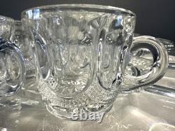 Rare Antique Victorian EAPG Petal & Fan Style Punch Bowl 12 Cups 20 Tray, Ladle