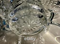 Rare Antique Victorian EAPG Petal & Fan Style Punch Bowl 12 Cups 20 Tray, Ladle