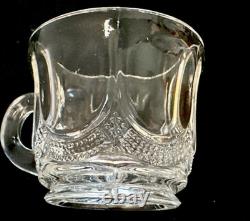 Rare Antique Victorian EAPG Petal & Fan Style Punch Bowl 12 Cups 20 Tray, Ladle