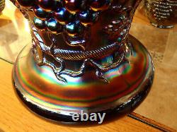 Rare CARNIVAL GLASS Banquet Size Northwood Grape Cable Punch Bowl 10 Cups Stand