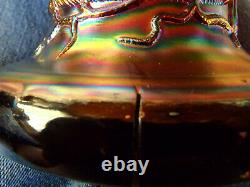 Rare CARNIVAL GLASS Banquet Size Northwood Grape Cable Punch Bowl 10 Cups Stand