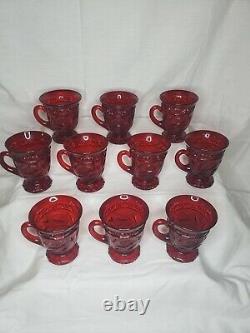 Rare Cambridge Wild Rose Ruby Carmen Red Glass Punch Cups Set of 10