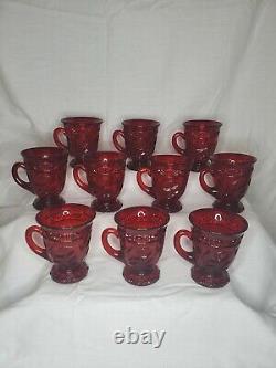 Rare Cambridge Wild Rose Ruby Carmen Red Glass Punch Cups Set of 10