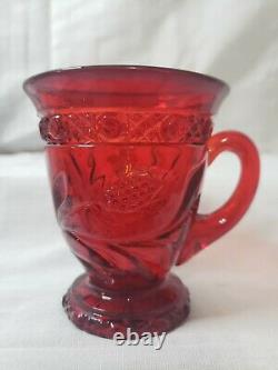 Rare Cambridge Wild Rose Ruby Carmen Red Glass Punch Cups Set of 10