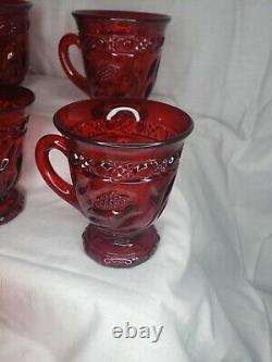 Rare Cambridge Wild Rose Ruby Carmen Red Glass Punch Cups Set of 10