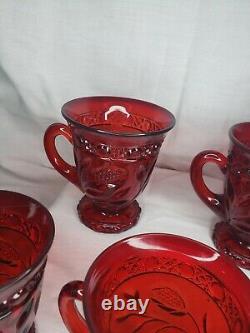 Rare Cambridge Wild Rose Ruby Carmen Red Glass Punch Cups Set of 10