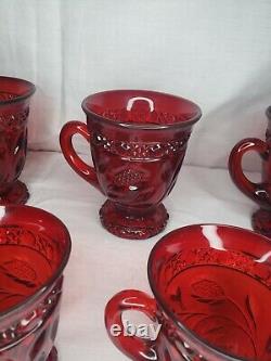 Rare Cambridge Wild Rose Ruby Carmen Red Glass Punch Cups Set of 10