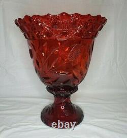 Rare Cambridge Wild Rose Ruby Carmen Red Punch Bowl Glass With Stand