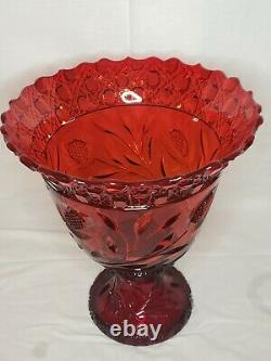 Rare Cambridge Wild Rose Ruby Carmen Red Punch Bowl Glass With Stand