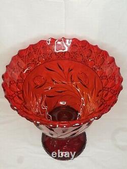 Rare Cambridge Wild Rose Ruby Carmen Red Punch Bowl Glass With Stand