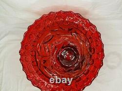 Rare Cambridge Wild Rose Ruby Carmen Red Punch Bowl Glass With Stand