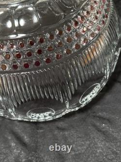 Rare Cranberry Punch Bowl &12 matching cups by TIFFIN-FRANCISCAN BULLEYE pattern