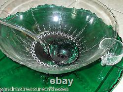 Rare Depression New Martinsville Radiance Punch Bowl Set W Glass Ladle 1936-39