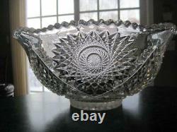 Rare Eapg Duncan & Miller40 Clear 16 Pc Flared Punch Bowl Setstar Diamond