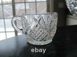 Rare Eapg Duncan & Miller40 Clear 16 Pc Flared Punch Bowl Setstar Diamond