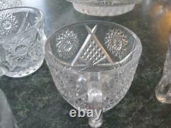 Rare Eapg Duncan & Miller40 Clear 16 Pc Flared Punch Bowl Setstar Diamond