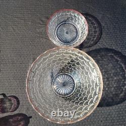 Rare Federal Glass Yorktown Colonial Flashed Pink Punch Bowl 12 Cups Pedestal