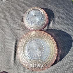 Rare Federal Glass Yorktown Colonial Flashed Pink Punch Bowl 12 Cups Pedestal