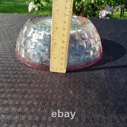 Rare Federal Glass Yorktown Colonial Flashed Pink Punch Bowl 12 Cups Pedestal