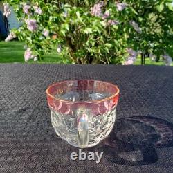 Rare Federal Glass Yorktown Colonial Flashed Pink Punch Bowl 12 Cups Pedestal