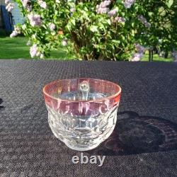 Rare Federal Glass Yorktown Colonial Flashed Pink Punch Bowl 12 Cups Pedestal