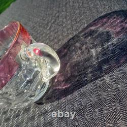 Rare Federal Glass Yorktown Colonial Flashed Pink Punch Bowl 12 Cups Pedestal