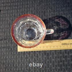 Rare Federal Glass Yorktown Colonial Flashed Pink Punch Bowl 12 Cups Pedestal