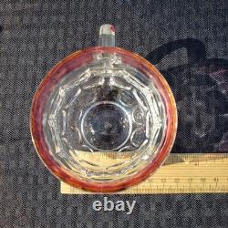 Rare Federal Glass Yorktown Colonial Flashed Pink Punch Bowl 12 Cups Pedestal