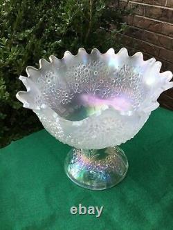 Rare Fenton Orange Tree Antique Carnival Glass Punch Set White, Bowl Base & Cups
