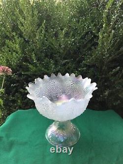 Rare Fenton Orange Tree Antique Carnival Glass Punch Set White, Bowl Base & Cups