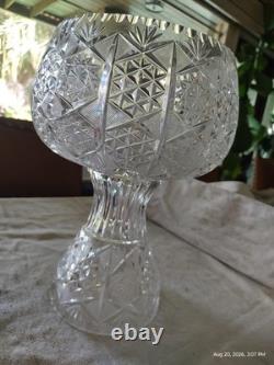 Rare Genuine Antique American Brilliant Period Cut Glass Punch Bowl And Pedestal