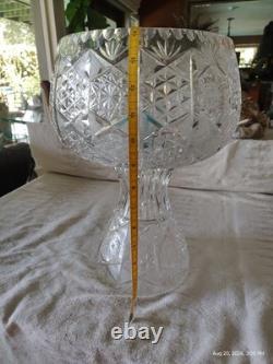 Rare Genuine Antique American Brilliant Period Cut Glass Punch Bowl And Pedestal