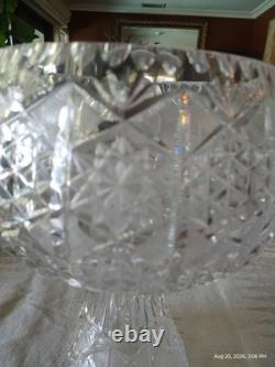 Rare Genuine Antique American Brilliant Period Cut Glass Punch Bowl And Pedestal