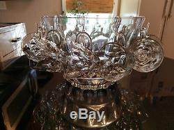 Rare Gorgeous Antique Patterned Glass Punch Bowl