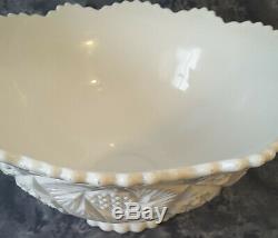 Rare Imperial Milk Glass Punch Bowl Set with 11Cups Mid Century