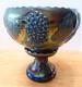 Rare Imperial Purple Grape & Leaf Amethyst Carnival Glass Punch Bowl AS IS
