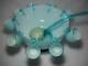 Rare Murano Carlo Moretti Cased Glass Punch Bowl Set 9 Cups withLadle Aqua Blue